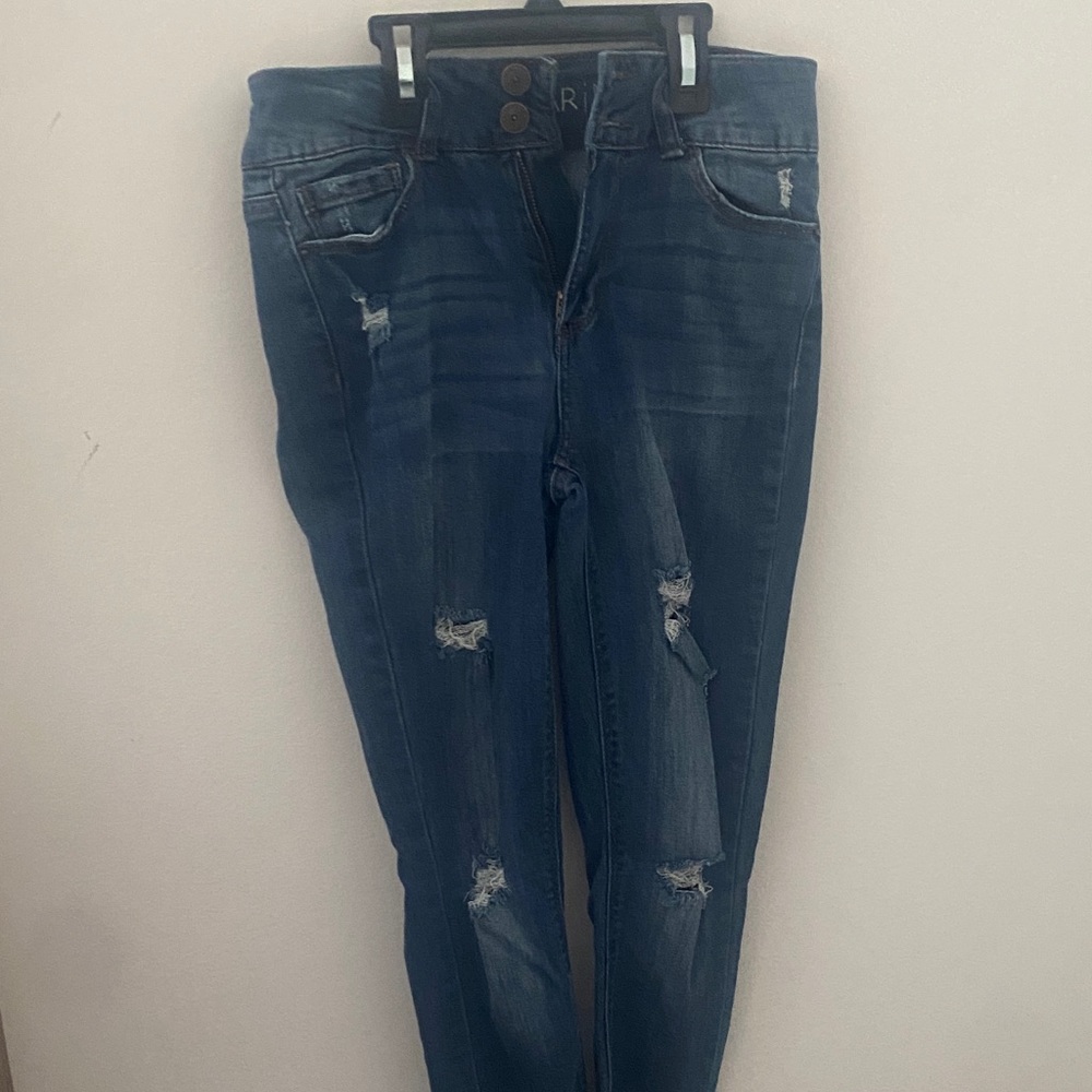 Vanilla Star Dark Blue Distressed Skinny Jeans